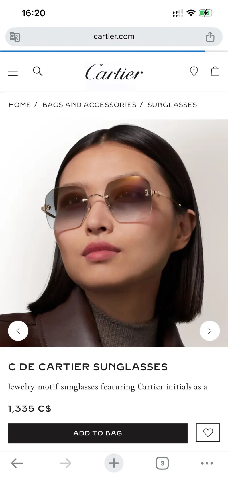 CARTIER CT0591S designer sunglasses colorway 01, catalogue view 1