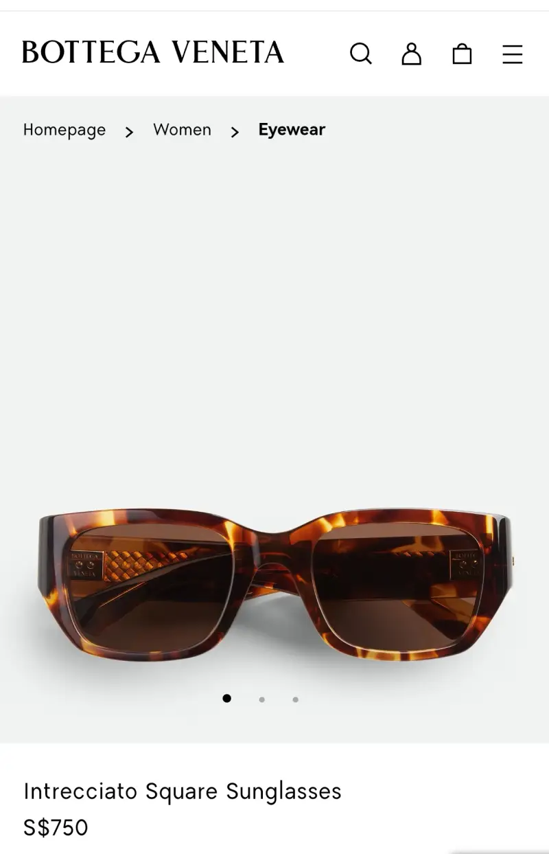 BOTTEGA VENETA BTV1400S designer sunglasses colorway 01, catalogue view 1