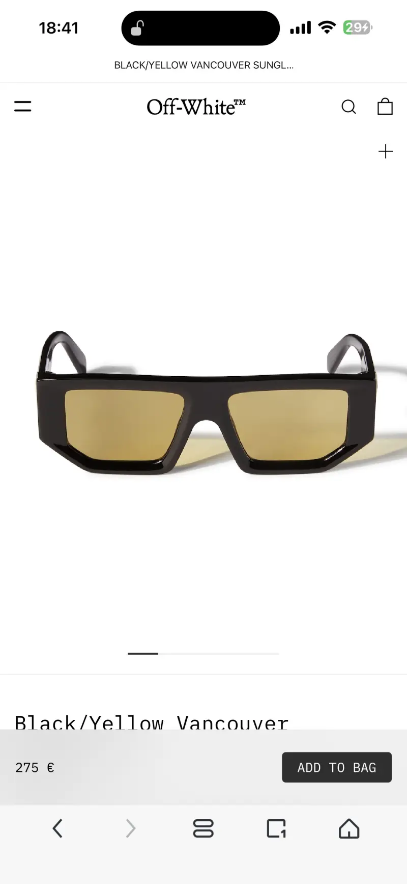 OFF-WHITE OERI13F designer sunglasses colorway 01, catalogue view 1