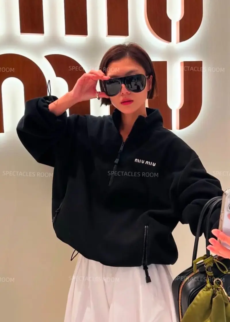 MIU MIU SMU A01S wraparound designer sunglasses colorway 01, catalogue view 1