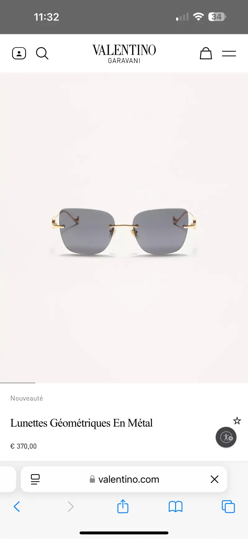 VALENTINO VLS-189 rimless designer sunglasses colorway 01