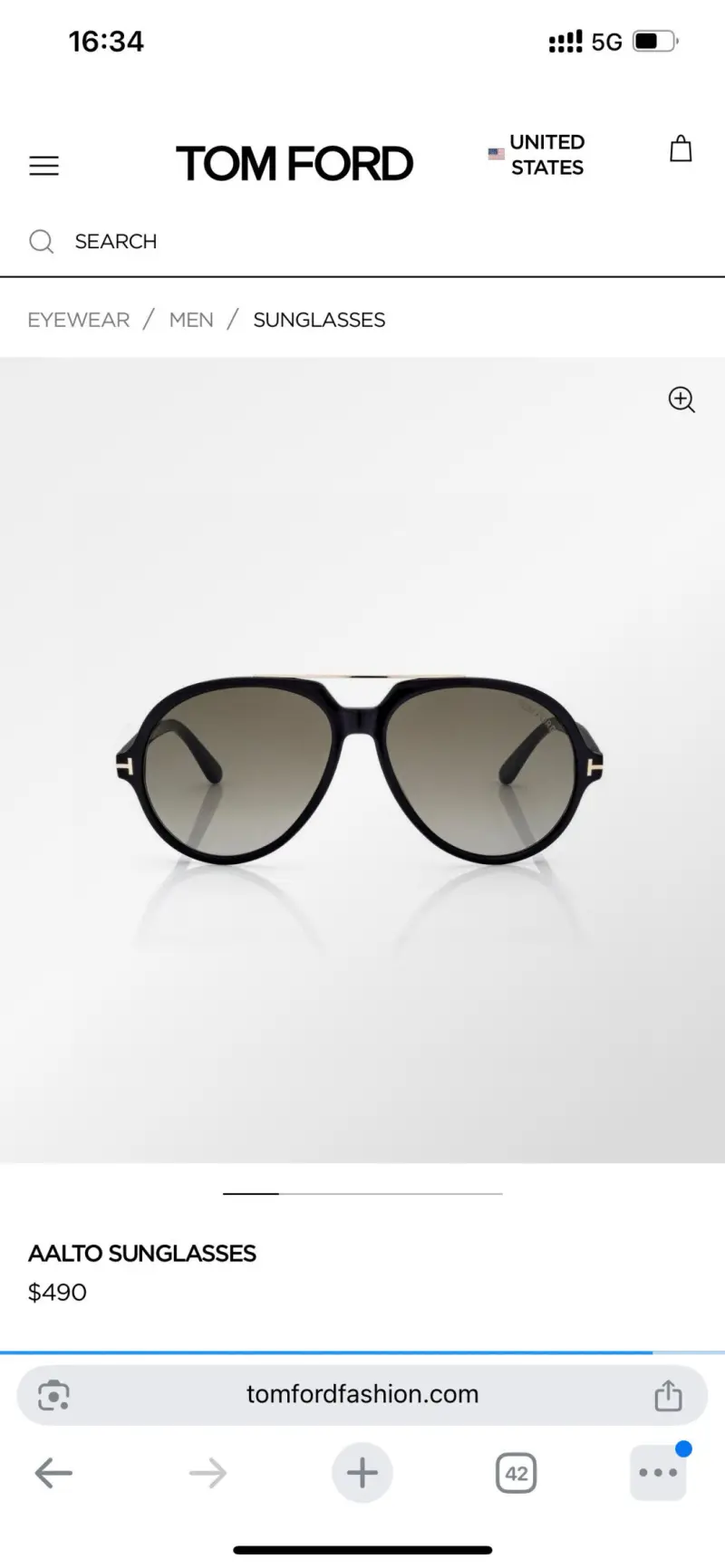 TOM FORD AALTO FT1210 round designer sunglasses colorway 01, catalogue view 1