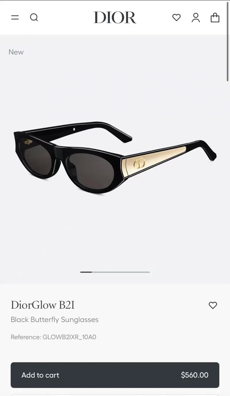 DIOR DIORGLOW B2F designer sunglasses colorway 01, catalogue view 1