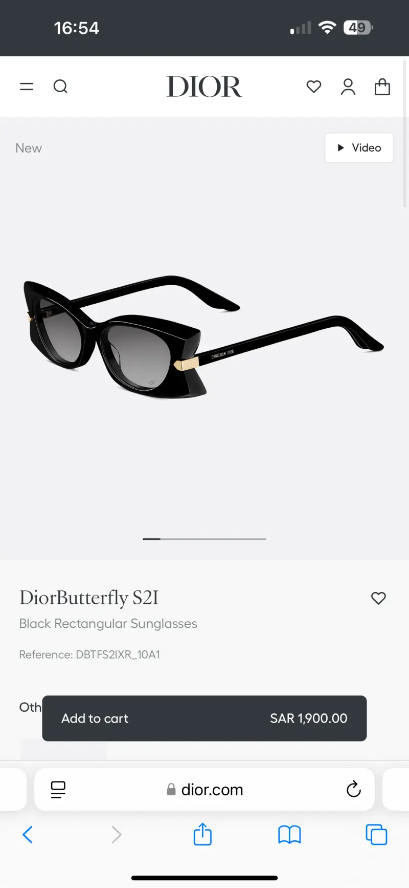 DIOR DIORBUTTERFLY S2I designer sunglasses colorway 01, catalogue view 1