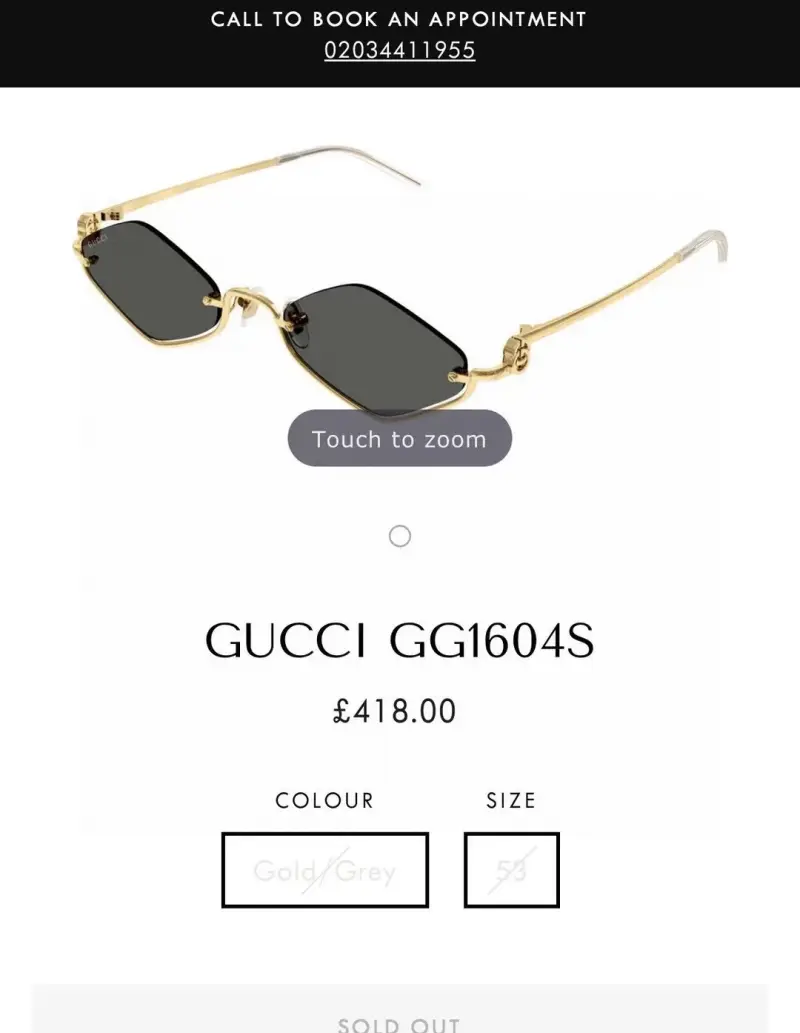 GUCCI GG1604S designer sunglasses colorway 09, catalogue view 1