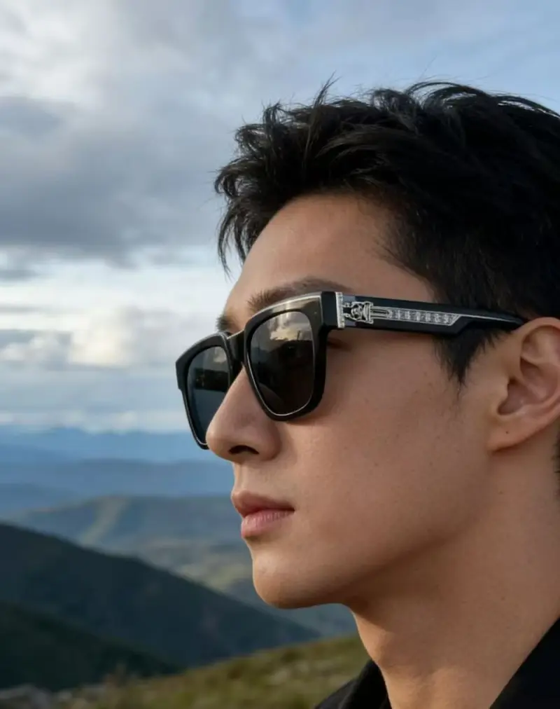 CHROME HEARTS BOX OFFICER MIST square designer sunglasses colorway 01