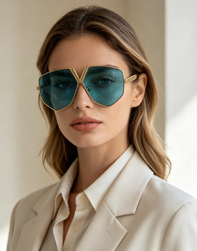 Valentino VLS115 geometric aviator sunglasses